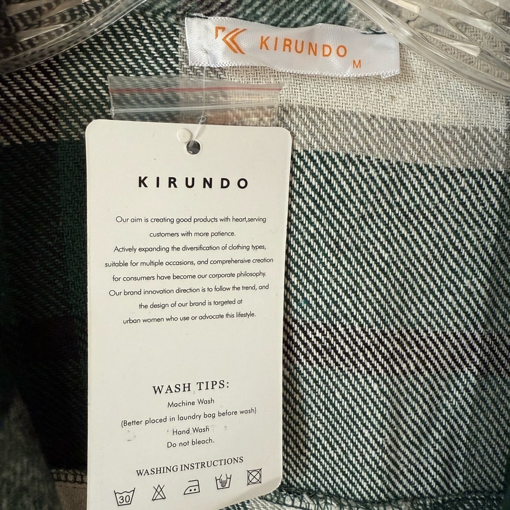 NWT Plaid Unlined Shacket Jacket SZ M Green Whte Black - Picture 2 of 12